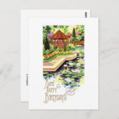 ヴィンテージハッピーバースデーはがき ポストカード (正面/裏面)