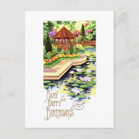 ヴィンテージハッピーバースデーはがき ポストカード (正面)