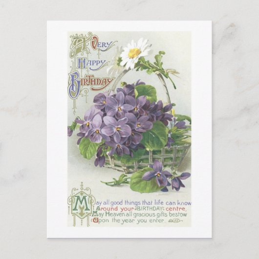ヴィンテージハッピーバースデーはがき ポストカード (正面)