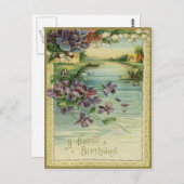 ヴィンテージハッピーバースデーはがき ポストカード (正面/裏面)