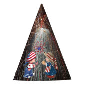 ヴィンテージハッピーバースデーアメリカ花火パーティーハット パーティーハット (正面)