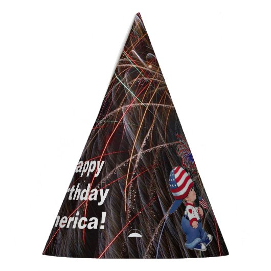 ヴィンテージハッピーバースデーアメリカ花火パーティーハット パーティーハット (左)