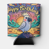 ヴィンテージハッピーバースデーカラフルオウム 缶クーラー (正面)