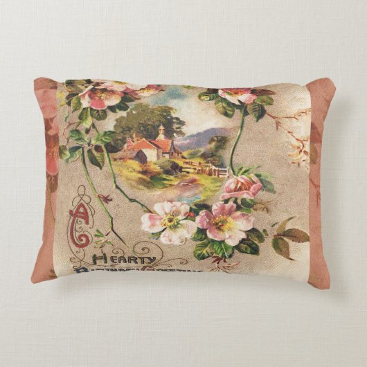 ヴィンテージハッピーバースデーカードアートワーク アクセントクッション (裏面)