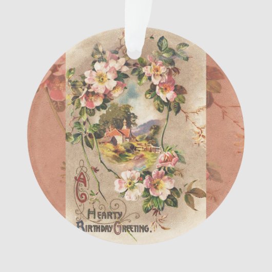 ヴィンテージハッピーバースデーカードアートワーク オーナメント (正面)