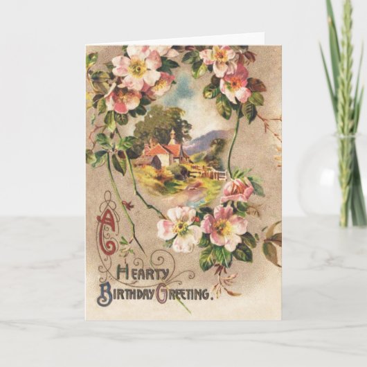 ヴィンテージハッピーバースデーカードアートワーク カード (正面)
