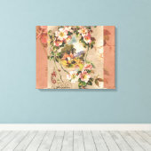 ヴィンテージハッピーバースデーカードアートワーク キャンバスプリント (インサイチュ (ウッドフロア))