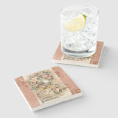 ヴィンテージハッピーバースデーカードアートワーク ストーンコースター (横)