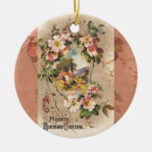 ヴィンテージハッピーバースデーカードアートワーク セラミックオーナメント (正面)