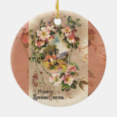 ヴィンテージハッピーバースデーカードアートワーク セラミックオーナメント (裏面)