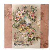 ヴィンテージハッピーバースデーカードアートワーク タイル (正面)