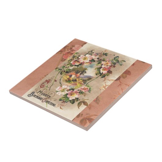 ヴィンテージハッピーバースデーカードアートワーク タイル (側面)