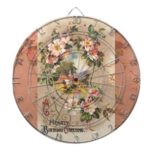 ヴィンテージハッピーバースデーカードアートワーク ダーツボード (正面)