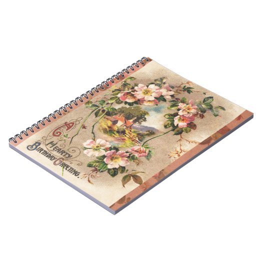 ヴィンテージハッピーバースデーカードアートワーク ノートブック (左側)