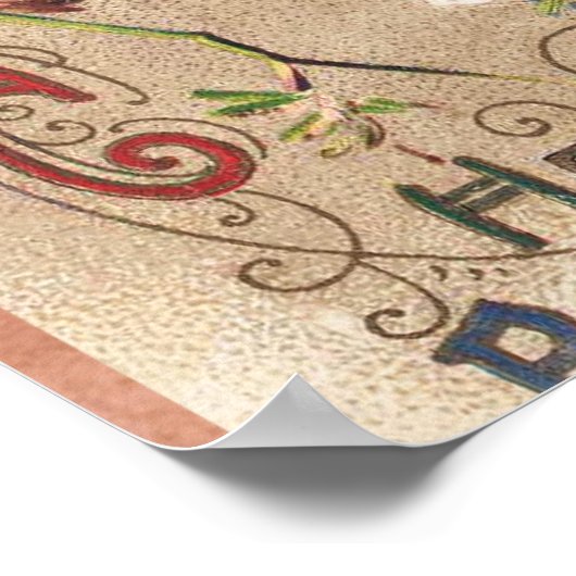 ヴィンテージハッピーバースデーカードアートワーク ポスター (角)