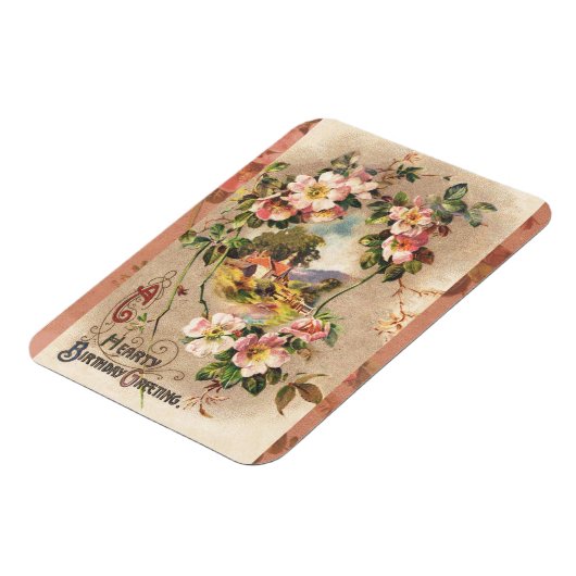 ヴィンテージハッピーバースデーカードアートワーク マグネット (左側)