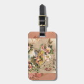 ヴィンテージハッピーバースデーカードアートワーク ラゲッジタグ (正面縦)