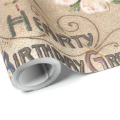 ヴィンテージハッピーバースデーカードアートワーク ラッピングペーパー (ロールコーナー)