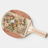 ヴィンテージハッピーバースデーカードアートワーク 卓球ラケット (横)