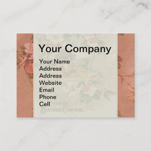 ヴィンテージハッピーバースデーカードアートワーク 名刺 (正面)