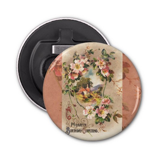 ヴィンテージハッピーバースデーカードアートワーク 栓抜き (正面)