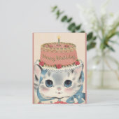 ヴィンテージハッピーバースデーキットケーキ シーズンポストカード (スタンド正面)