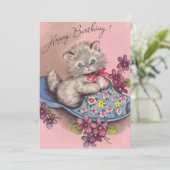 ヴィンテージハッピーバースデーキティ猫のスリッパ シーズンカード (スタンド正面)