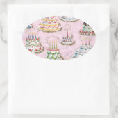 ヴィンテージハッピーバースデーケーキ 楕円形シール (バッグ)