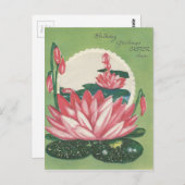 ヴィンテージハッピーバースデーシスターとリリーパッド ポストカード (正面/裏面)