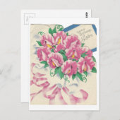 ヴィンテージハッピーバースデーシスターブーケ ポストカード (正面/裏面)