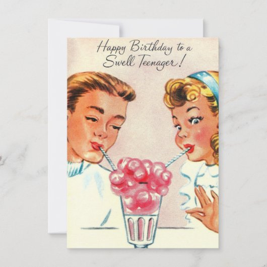 ヴィンテージハッピーバースデースウェル10代の若者ホリデーカード シーズンカード (正面)