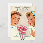 ヴィンテージハッピーバースデースウェル10代の若者ホリデーカード シーズンカード (正面/裏面)