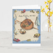 ヴィンテージハッピーバースデーブラザーダッパー詳細 カード (黄色い花)