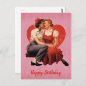 ヴィンテージハッピーバースデーレズビアンカップル ポストカード (正面/裏面)