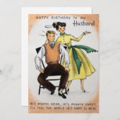 ヴィンテージハッピーバースデー夫ホリデーカード シーズンカード (正面/裏面)