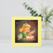 ヴィンテージハッピーバースデー女吹の子のアウトキャンドル シーズンカード (スタンド正面)