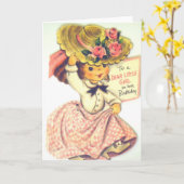 ヴィンテージハッピーバースデー小さな女の子 カード (黄色い花)