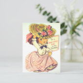 ヴィンテージハッピーバースデー小さな女の子 ポストカード (スタンド正面)