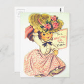 ヴィンテージハッピーバースデー小さな女の子 ポストカード (正面/裏面)