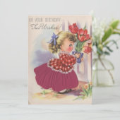 ヴィンテージハッピーバースデー小さな女の子(花) シーズンカード (スタンド正面)
