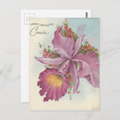 ヴィンテージハッピーバースデー従兄弟 ポストカード (正面/裏面)