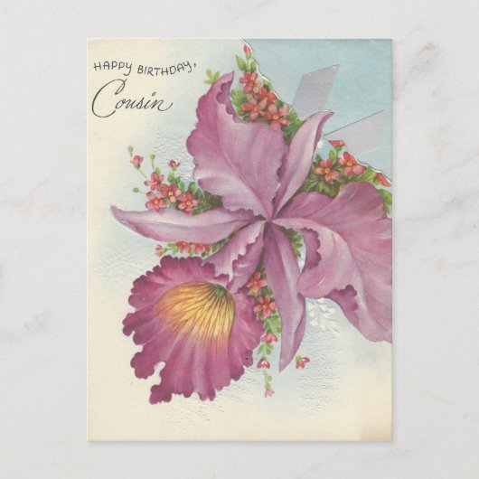 ヴィンテージハッピーバースデー従兄弟 ポストカード (正面)