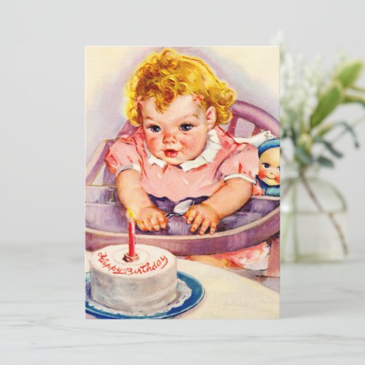 ヴィンテージハッピーバースデー招待状 招待状 (スタンド正面)