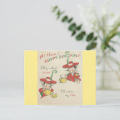 ヴィンテージハッピーバースデー茶 ポストカード (スタンド正面)