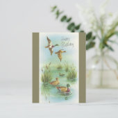 ヴィンテージハッピーバースデー（アヒル付き） ポストカード (スタンド正面)