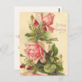 ヴィンテージハッピーバースデー ポストカード (正面/裏面)