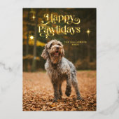 ヴィンテージハッピーパウィーデイズドッグフォトクリスマス 箔シーズンカード (正面)