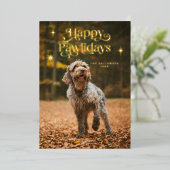 ヴィンテージハッピーパウィーデイズドッグフォトクリスマス 箔シーズンカード (立ち正面)