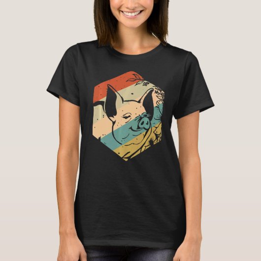 ヴィンテージハッピーピグウィズフラワーズ農家 Tシャツ (正面)