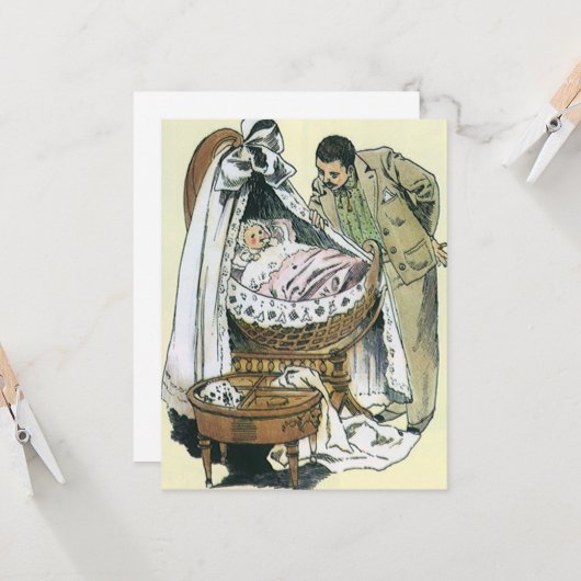 ヴィンテージハッピーファーザーズビクトリアンデイベビーバシネ カード (正面/裏面インサイチュ)